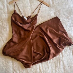 LSatin Cowl Neck Slip Dress